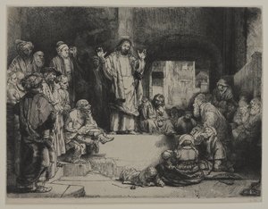 Pregação de Cristo (La Petite tombe), c.1652 (gravura, ponta seca e buril em papel vegetal montado em papel vegetal) de Giovanni Battista Tiepolo