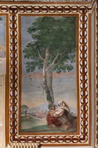 Alojamento dos hóspedes, Sala das Cenas Rurais: "Paisagem com um camponês sentado" de Giovanni Battista Tiepolo