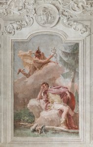 Palazzina (Pequeno Edifício), a terceira sala ou sala da Eneida: "Enéias sonha com Mercúrio que ordena que ele saia" de Giovanni Battista Tiepolo