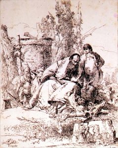 Feiticeiro Examinador de Crânios (gravura) de Giovanni Battista Tiepolo