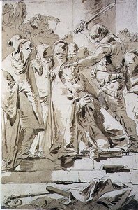 A Decapitação de um Bispo (caneta e tinta sobre papel) de Giovanni Battista Tiepolo