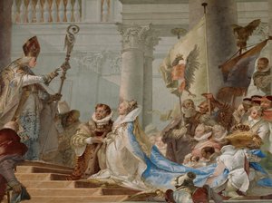 Cerimónia de casamento do imperador Friedrich Barbarossa e de Beatriz da Borgonha em 1156 ... (fresco)