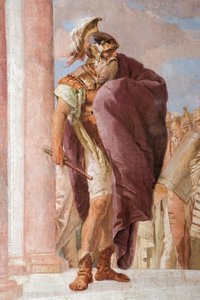 Detalhe de Agamémnon, de Minerva Restraining Achilles de Killing Agamémnon, do Quarto da Ilíada na Palazzina