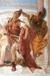 Detalhe de Minerva Restraining Achilles de Killing Agamemnon, da Sala da Ilíada na Palazzina