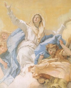A Assunção de Maria, de Giambattista Tiepolo (1696-1770), fresco, detalhe, Oratório da Pureza, Udine, Itália de Giovanni Battista Tiepolo