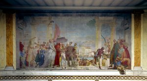 O Rei da França Henrique III (1551-1589) recebido em Veneza por Federico Contarini em 1574, na entrada da vila de Mira. Pintura de Giovanni Tiepolo (1696-1770) de Giovanni Battista Tiepolo