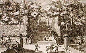 A grande escadaria da Villa d