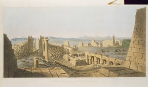 Vista Geral das Ruínas do Grande Templo de Carnac, descoberto por G. Belzoni, de Placas Ilustrativas das Pesquisas no Egito e na Núbia, gravadas por Charles Hullmandel (1789-1850) 1820 (lito