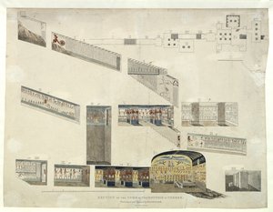 Seção da tumba de Psammuthis em Tebas, descoberta e aberta por Belzoni em 1818