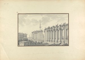 Vista das Ruínas do Asclepium em Pergamon de Giovanni Battista Borra