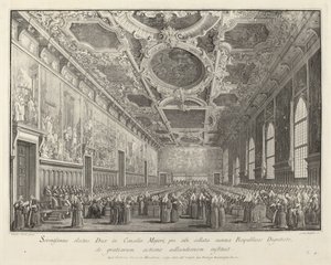O Doge agradece na Sala del Consiglio Maggior