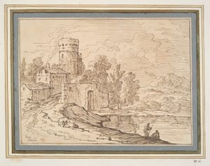 Paisagem com Castelo Perto da Água de Giovanni Battista Busiri