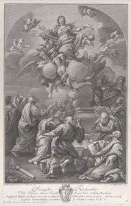 A Assunção da Virgem, que se levanta do túmulo cercada pelos Apóstolos, 1778. de Giovanni Battista Cecchi