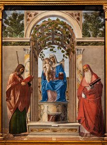 Madona Entronizada com o Menino Jesus entre os santos Tiago e Jerónimo, de Giovanni Battista Cima da Conegliano