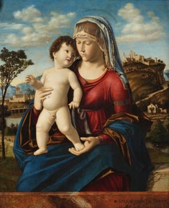 Nossa Senhora e o Menino numa paisagem de Giovanni Battista Cima da Conegliano