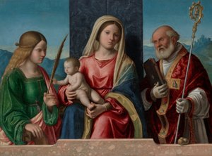 Virgem e Criança com Santos Catarina e Nicolau de Giovanni Battista Cima da Conegliano