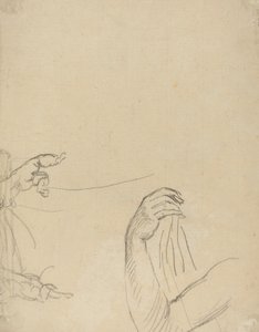 Estudo de Dois Putti e um braço drapeado [verso] de Giovanni Battista Cipriani