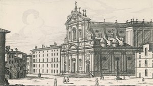 Igreja de Santo Inácio de Loyola no Campus Martius Martius, Roma, gravada por Giovanni Battista Falda (1640 ou 1643-1678), Itália