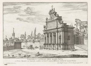 Acqua Paola fountain te Roma
Fonte e castelo Acqua Paola (título sobre o objecto)
Fontes de Roma (título da série)
Fonteinen van Rome (título da série) de Giovanni Battista Falda
