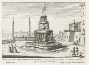 Fontein in de tuinen van de Villa Mondragone te Frascati
Fonte na Villa Borghese de Mondragone em Frascati (...) (título sobre o objecto)
Fontes nas vilas de Frascati (título da série)
Fonteinen van Frascati (título da série) de Giovanni Battista Falda