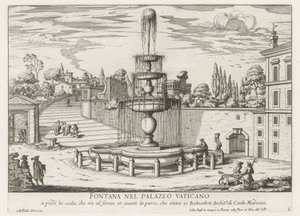 Fonte no Vaticano
Fontana nel Palazzo Vaticano (título sobre o objecto)
Fontane di Roma (título da série)
Fontes de Roma (título da série) de Giovanni Battista Falda