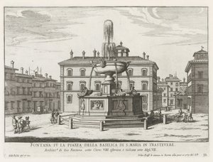 Fontein op Piazza Santa Maria in Trastevere
Fonte na Piazza della Basilica di S. Maria in Trastevere (título sobre o objecto)
Fontes de Roma (título da série)
Fonteinen van Rome (título da série) de Giovanni Battista Falda