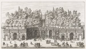 Teatro das Águas em de tuinen van de Villa Aldobrandini te Frascati Vista e elevação do grande teatro aquático da Villa Aldobrandina (...) (título no objeto) Fontes das vilas de Frascati (título da série) Fonteinen van Frascati (título da série)