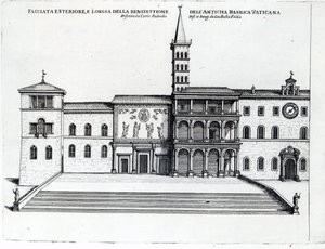 A loggia da bênção da antiga Basílica do Vaticano