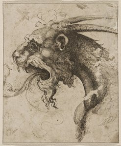 Cabeça de uma Chimera par Franco (chamada Semolei) (caneta, tinta da china marrom sobre papel) de Giovanni Battista Franco