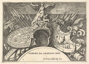 Placa 1: troféus de armas romanas de decorações acima das janelas do segundo andar ..., 1656-58.