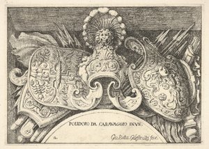 Placa 2: troféus de armas romanas das decorações acima das janelas do segundo andar ..., 1656-58.