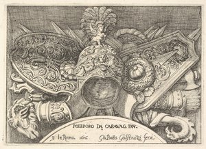 Placa 3: troféus de armas romanas das decorações acima das janelas do segundo andar de ..., 1656.