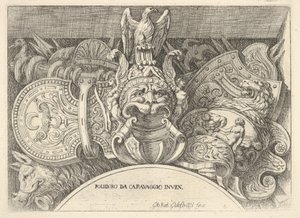 Placa 4: troféus de armas romanas das decorações acima das janelas do segundo andar ..., 1656-58.