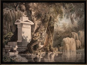 Paisagem imaginária com lápide dedicada ao poeta Edoardo Valvo de Giovanni Battista Gubernatis
