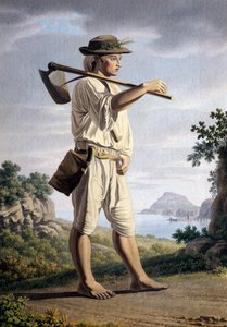 Agricultor no fundo do Campi Flegrei, de Giovan Battista Lusieri (ca 1755-1821), aguarela sobre papel, 32x23 cm, Itália