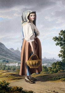 Camponês no fundo de Maddaloni, de Giovan Battista Lusieri (ca 1755-1821), aguarela sobre papel 32x23 cm, Itália