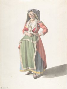 Jovem de pé no vestido tradicional napolitano, ca. 1775-1821.