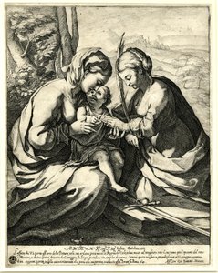 Giovanni Battista Mercati - O casamento místico de Santa Catarina, em cujo dedo Cristo coloca o anel; segundo Correggio. 1620, 1837,0408.160