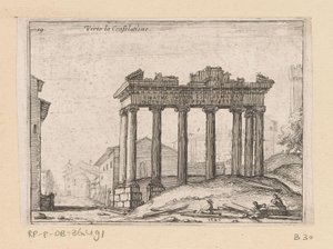 Vestígios do Templo de Saturno no Fórum Romano em Roma
Verto la Consolatione (título sobre o objecto)
Vistas de Roma (título da série)
Alcune vedute et prospettive di luoghi dishabitati di Roma (título da série)