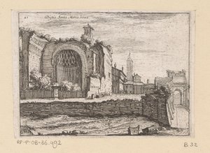 Resten van de Tempel van Venus em Roma te Rome Atrás de Santa Maria nova (título no objeto) Gezichten op Rome (título da série) Algumas vistas e perspectivas de lugares desabitados em Roma (título da série)