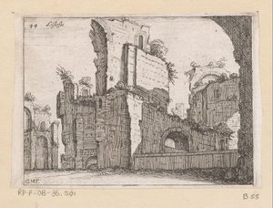 Resten van de Thermen van Caracalla te Rome
Listesso (título sobre o objecto)
Gezichten op Rome (título da série)
Alcune vedute et prospettive di luoghi dishabitati di Roma (título da série) de Giovanni Battista Mercati