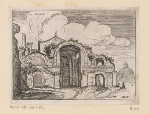 Restos das Termas de Diocleciano em Roma Listesse (título no objeto) Vistas de Roma (título da série) Alcune vedute et prospettive di luoghi dishabitati di Roma (título da série) de Giovanni Battista Mercati