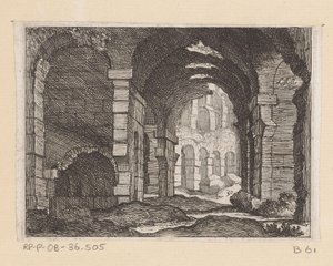 Resten van het Colosseum te Rome
Listesso (título sobre o objecto)
Gezichten op Rome (título da série)
Alcune vedute et prospettive di luoghi dishabitati di Roma (título da série)