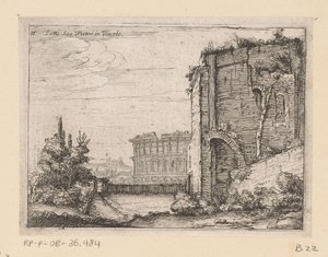 Ruínas do edifício antigo e do Coliseu em Roma Sotto San Pietro in Vincolo (título no objeto) Vistas de Roma (título da série) Alcune vedute et prospettive di luoghi dishabitati di Roma (título da série)
