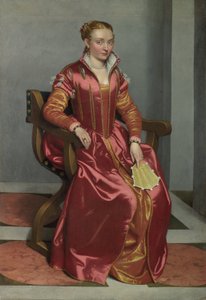 Retrato de uma senhora, talvez a condessa Lucia Albani Avogadro (&39;La Dama em Rosso&39;) de Giovanni Battista Moroni