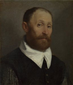 Retrato, de, um, homem, com, levantado, sobrancelhas