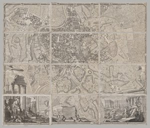 Novo mapa de Roma trazido à luz por Giambattista Nolli no ano MDCCXLVII, conhecido como La Pianta Grande di Roma