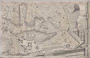 Novo mapa de Roma trazido à luz por Giambattista Nolli no ano MDCCXLVII, conhecido como La Pianta Grande di Roma