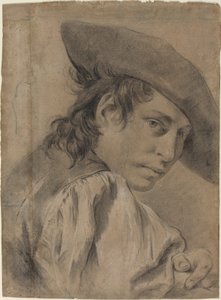 Um jovem de chapéu largo de Giovanni Battista Piazzetta