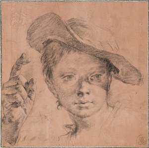 Rapaz a apontar com a mão direita levantada de Giovanni Battista Piazzetta